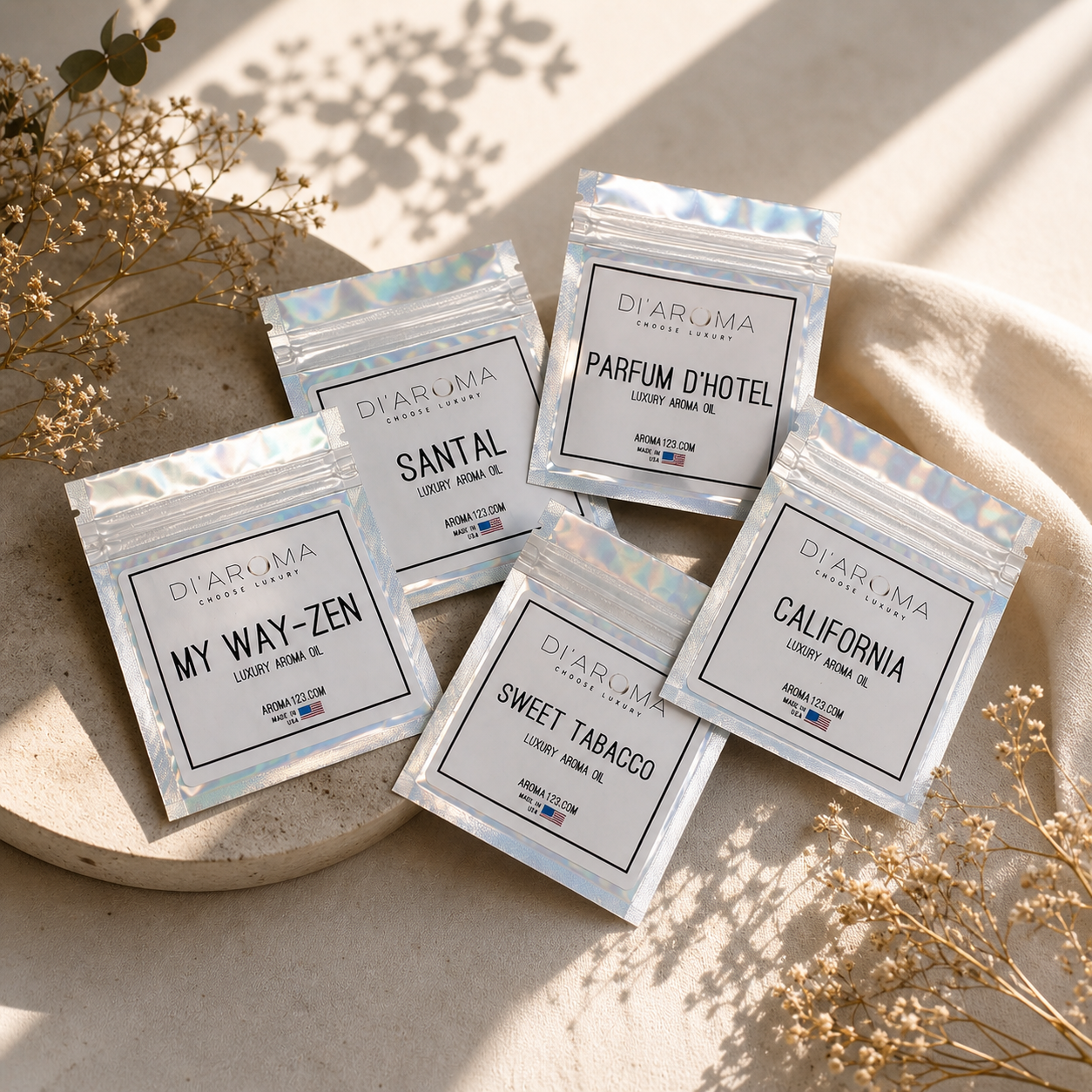 Best selling luxury fragrance samples for waterless diffusers, hotel inspired scents, premium home fragrance collection by Di’Aroma