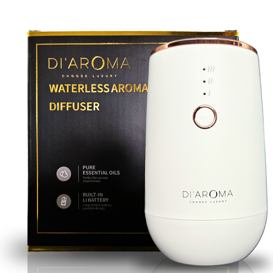 Di'Aroma waterless aroma diffuser with packaging on a white background